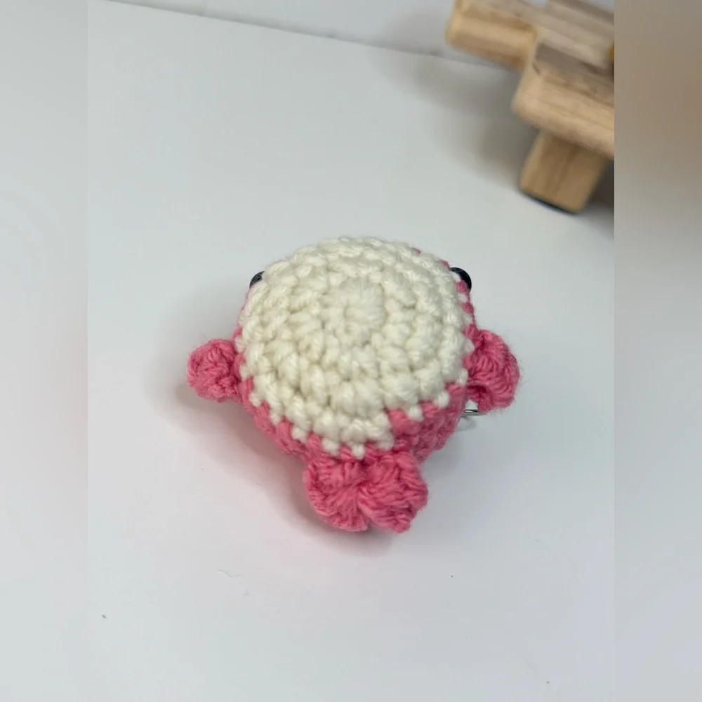 Handcrafted Crocheted Pink Whale Keychain